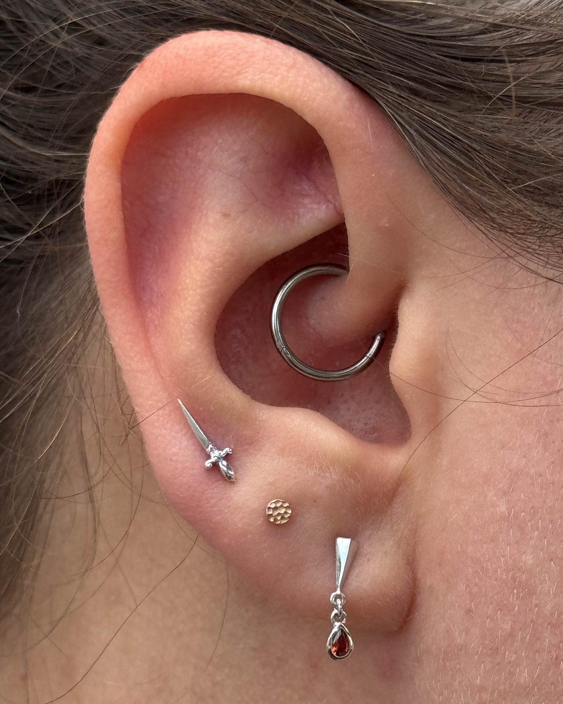 Ear curation featuring First, Second and Third Lobes and a Daith