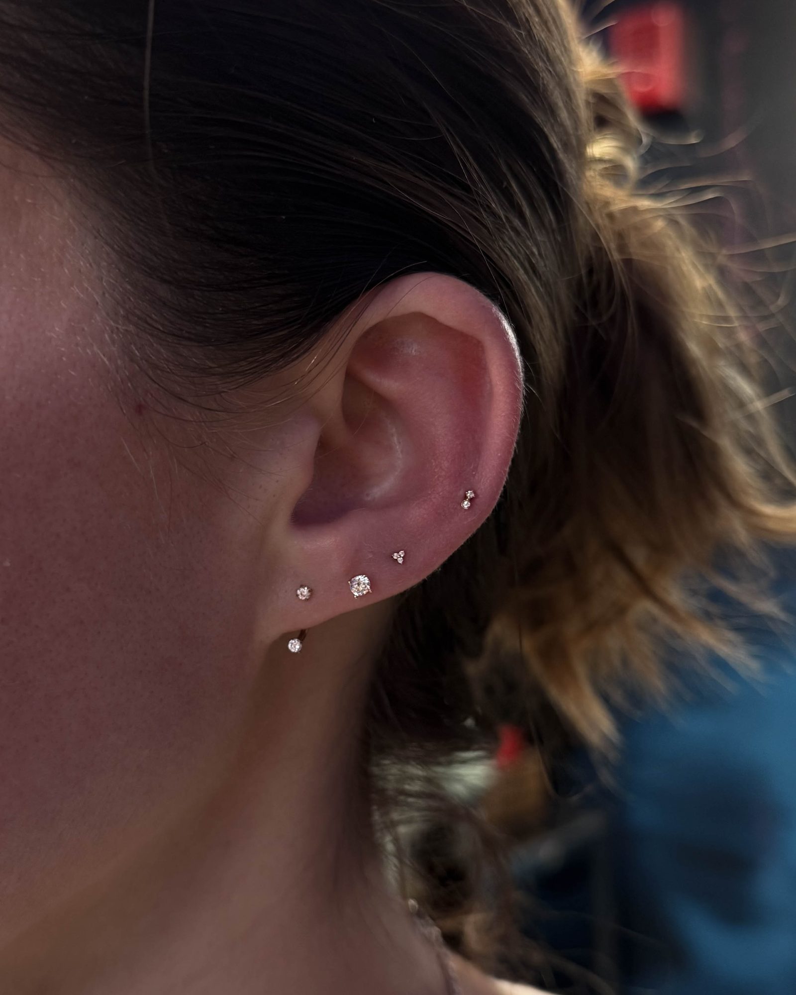 Ear curation with 14ct gold jewellery by Stab Daddy Bri, Boston MA