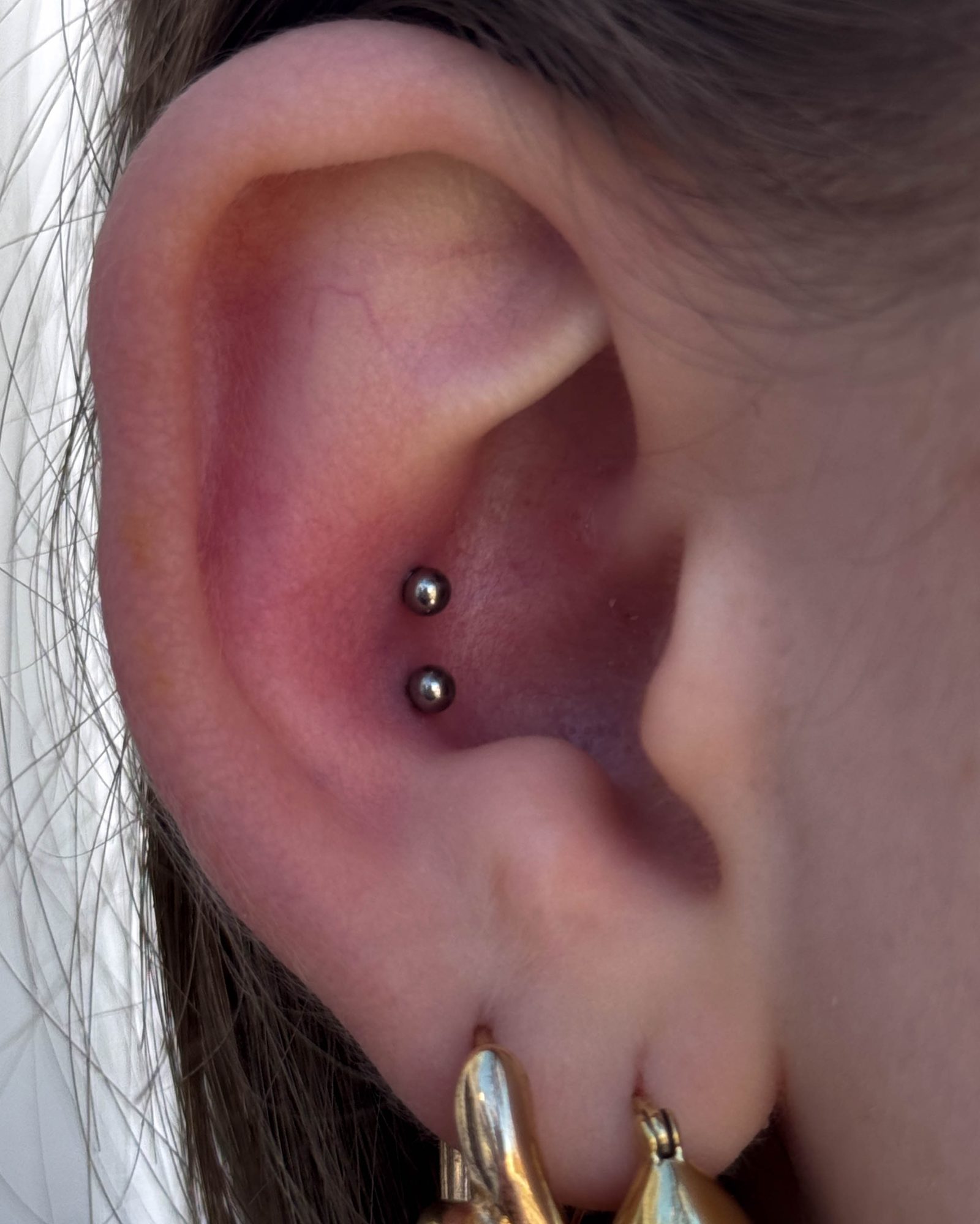 14ct gold rook piercing by Stab Daddy Bri, Boston MA